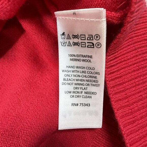 Ellen Tracy Sweater Womens 1X Red Merino Wool Crewneck Long Sleeve Pullover - Picture 3 of 9